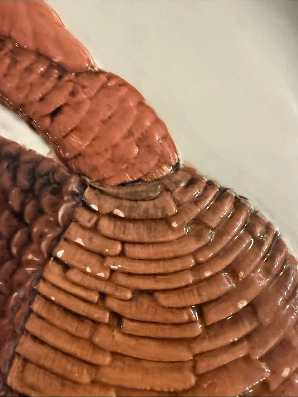 Ceramic Turkey Platter - Brown & Cream Decorative Serving Plate